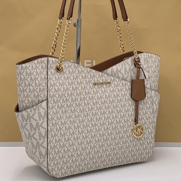 MICHAEL KORS LARGE X CHAIN SHOULDER TOTE & LG FLAT MULTIFUNCTIONAL PHONE CASE - Picture 16 of 16